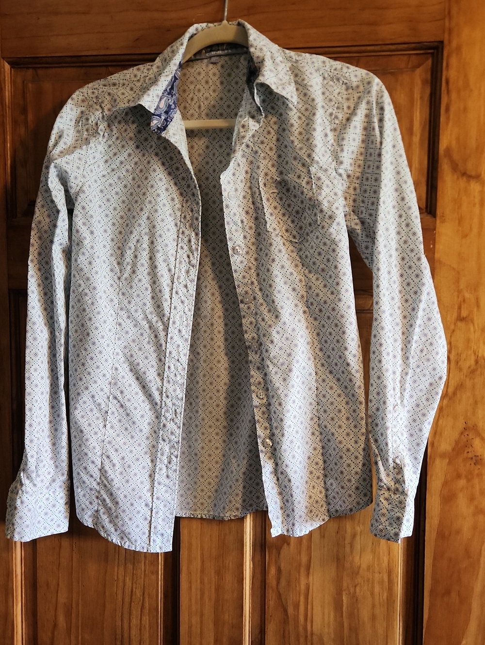 Cinch Light Blue Patterned Button-Down Shirt